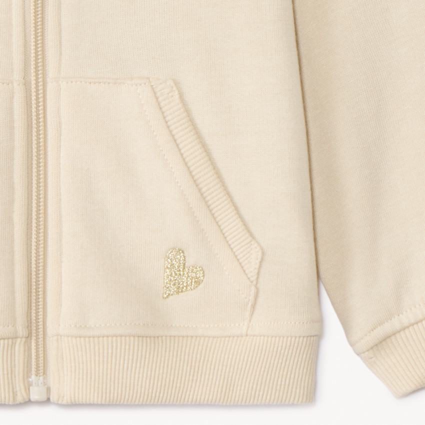 Gilet uni en molleton avec cœur lurex brodé pour bébé fille  