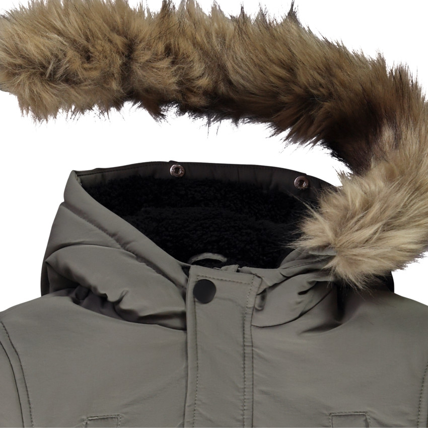 Parka capuche en fausse fourrure amovible pour gar on