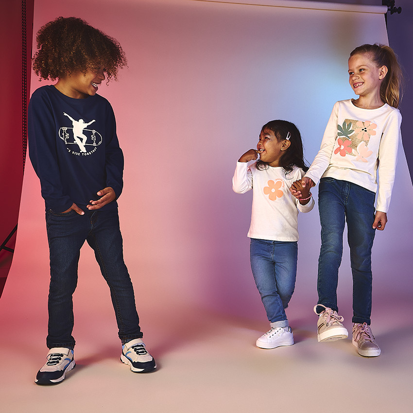 T-shirt manches longues print pailleté pour fille 