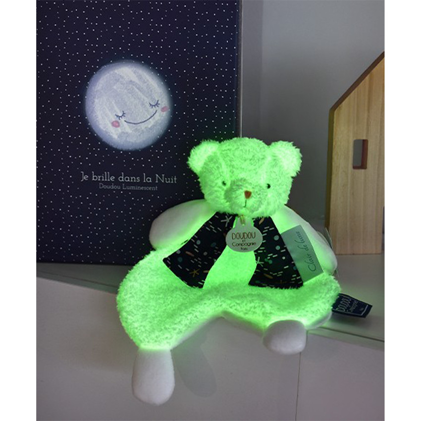 Doudou plat ours Luminescent 26cm Clair de Lune 