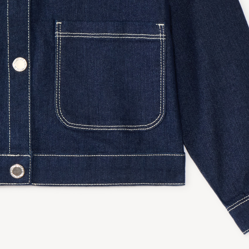 Veste en jean fille avec col claudine 