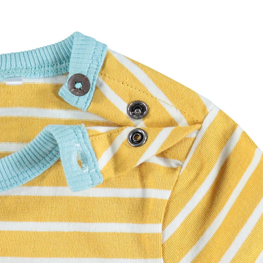 T-shirt manches courtes en coton bio rayé print girafe 