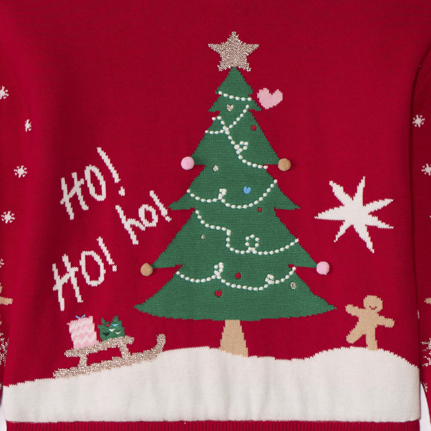 Pull de Noël en tricot doublé sherpa pour fille 