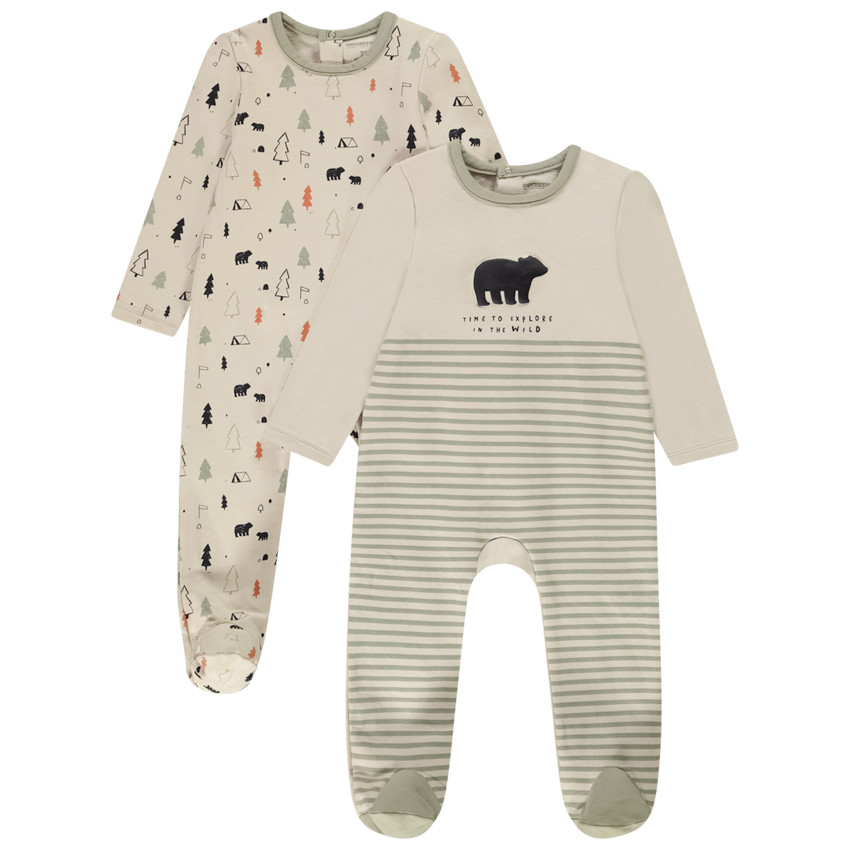 Lot de 2 dors-bien ours brun pour bébé garçon avec ouvertures différentes selon l'âge 