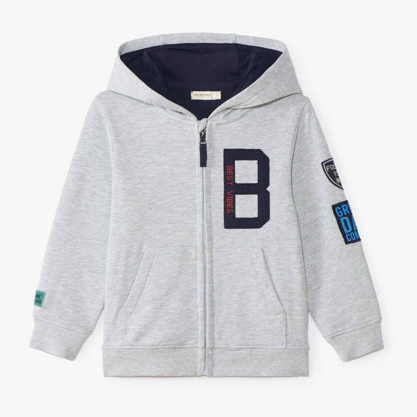 Gilet garçon en molleton zippé à capuche