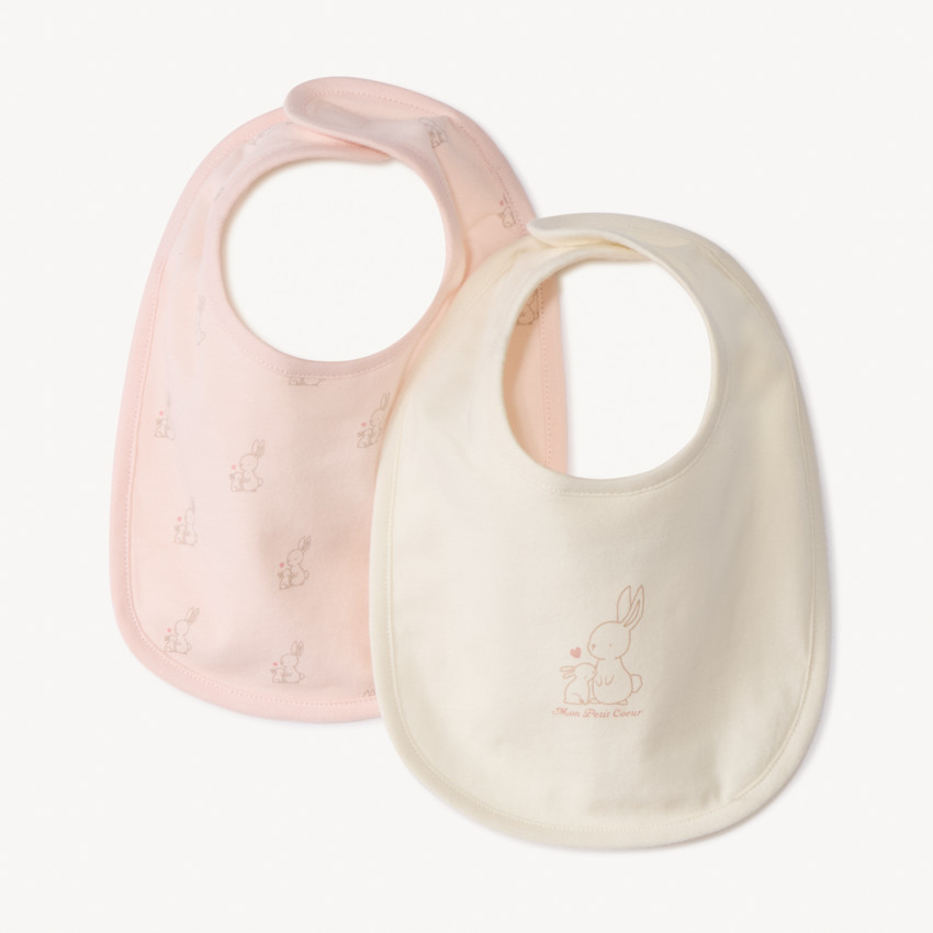 Lot de 2 bavoirs fantaisie lapin pour bébé fille