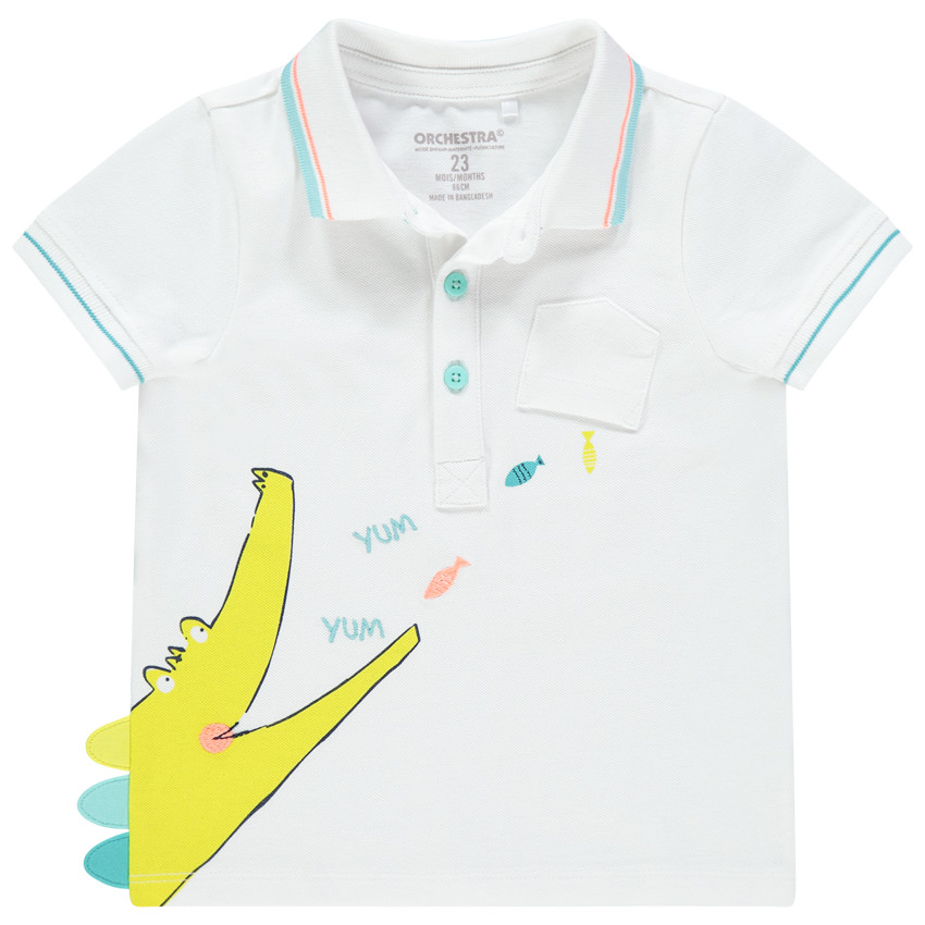 Polo manches courtes en coton piqué print croco pour bébé garçon 