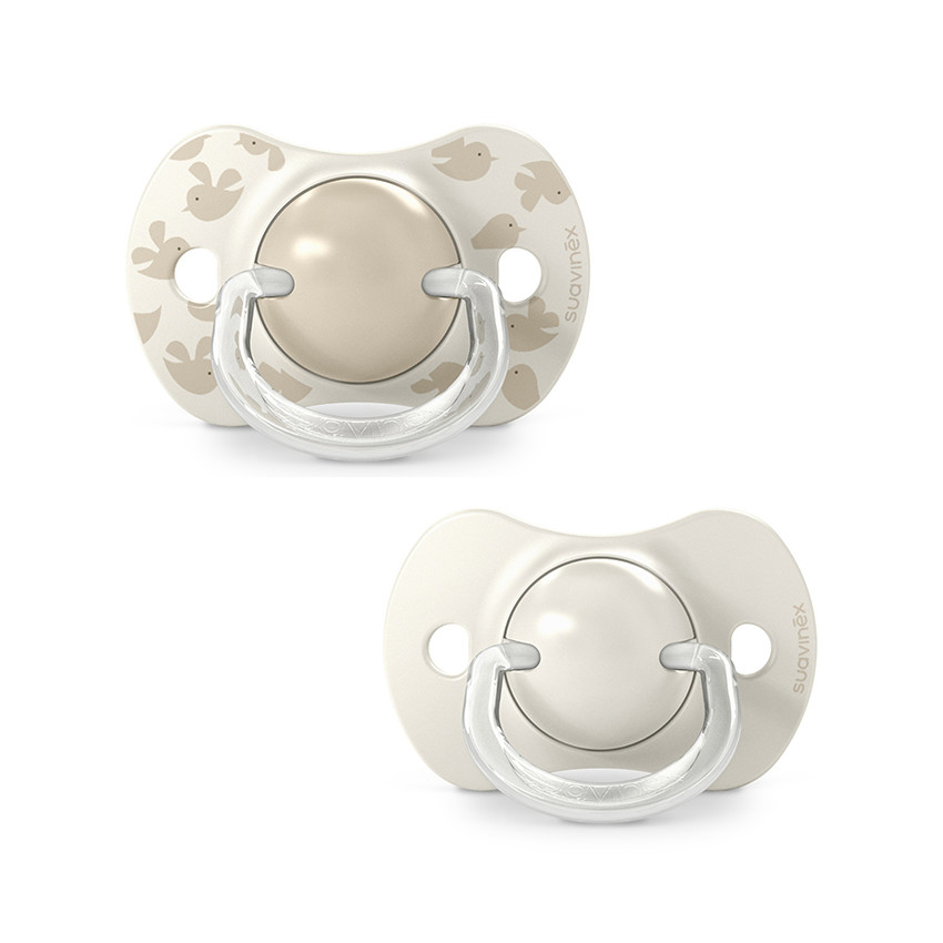 Lot de 2 sucettes silicone SX Pro 6-18M Birdies beige