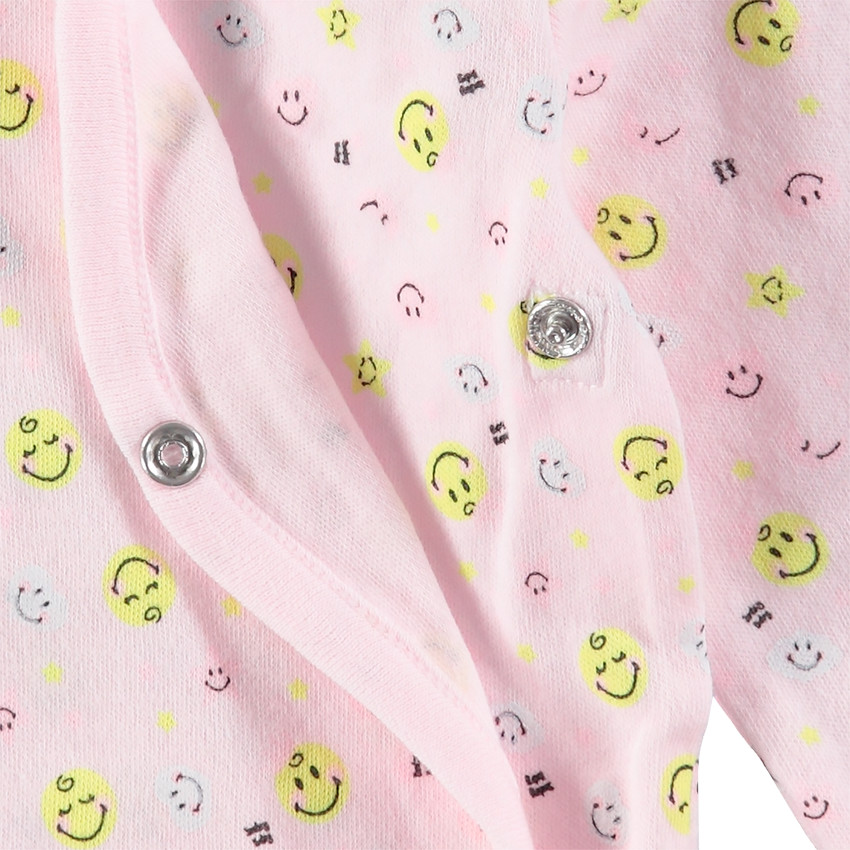 Lot de 2 bodies manches longues en coton bio imprimés Smiley Baby 