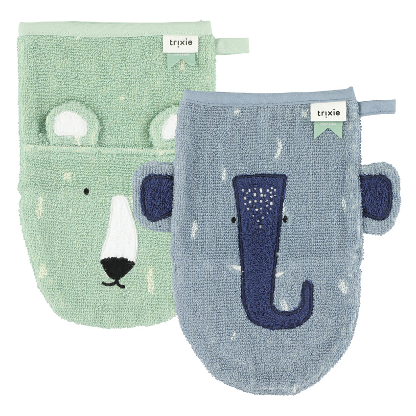 Lot de 2 gants de toilette - Mr Polar & Mrs Elephant 
