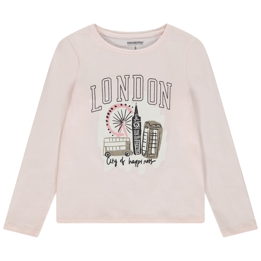 T-shirt manches longues print Capitale pour fille 