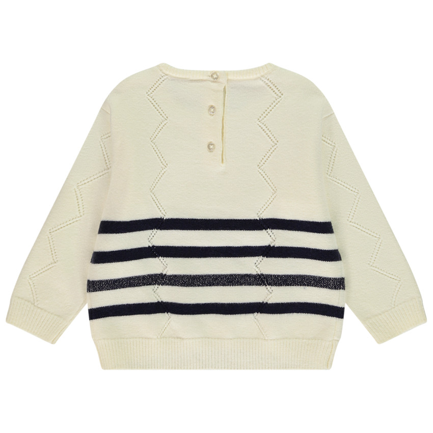 Pull en tricot rayé et ajouré pour bébé fille 
