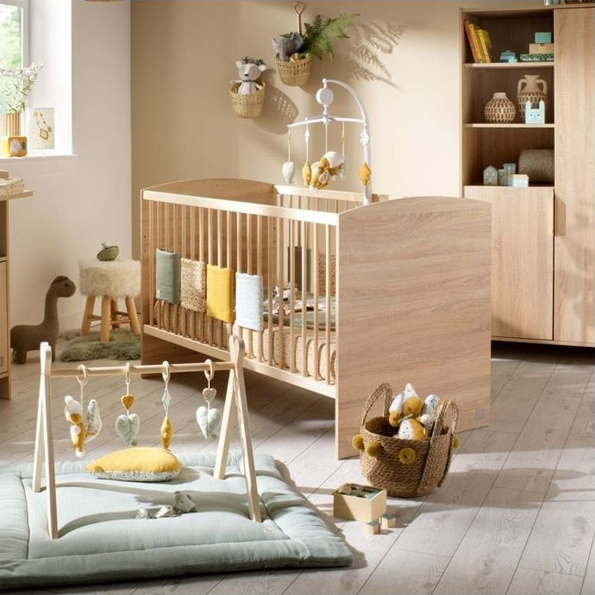Lit évolutif Little Big Bed 140 x 70 cm Azur aspect chêne doré 