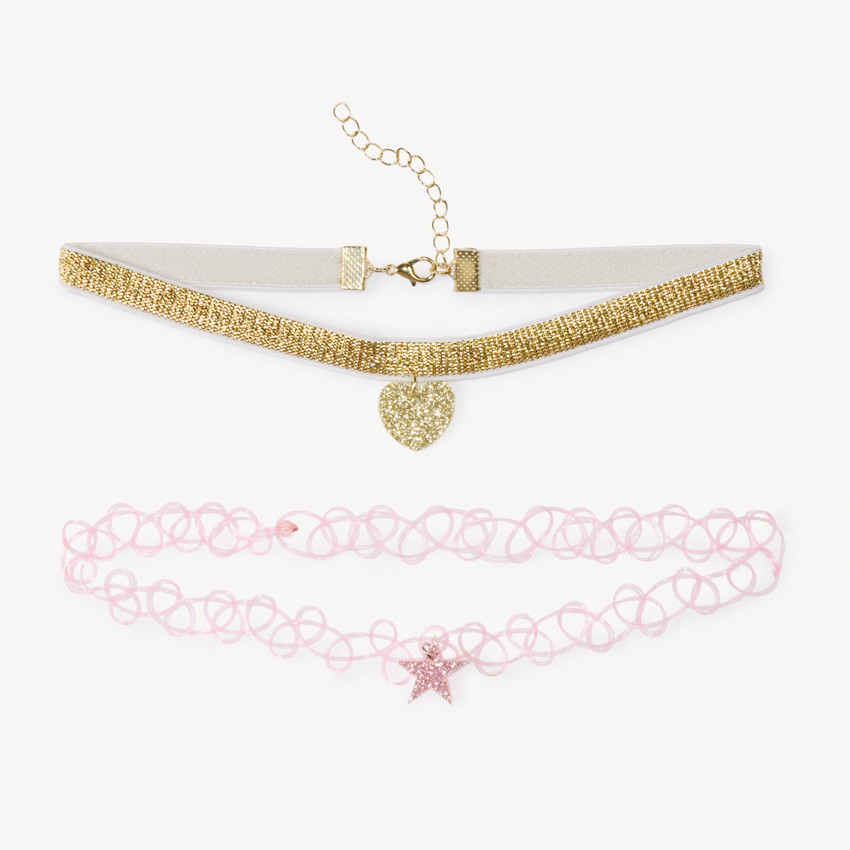 Lot de 2 colliers choker fantaisie pour fille  