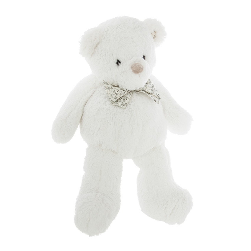 Peluche ourson avec noeud - Blanc  