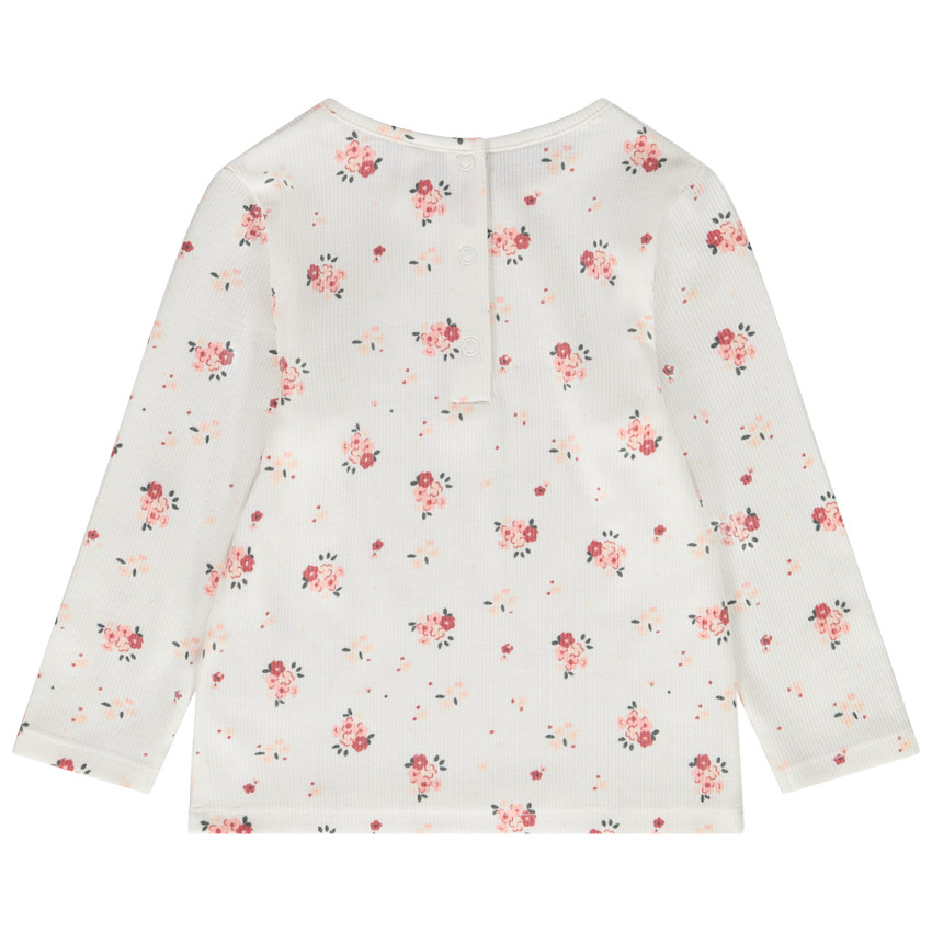 T-shirt manches longues côtelé imprimé floral pour bébé fille 