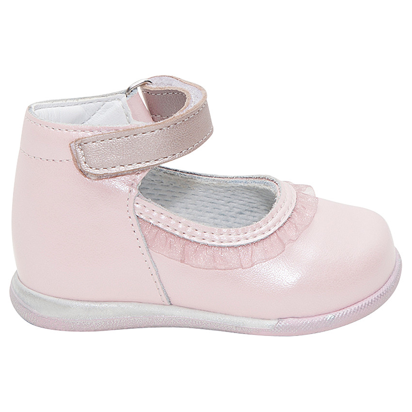 Babies en cuir avec volant en tulle pour bébé fille 