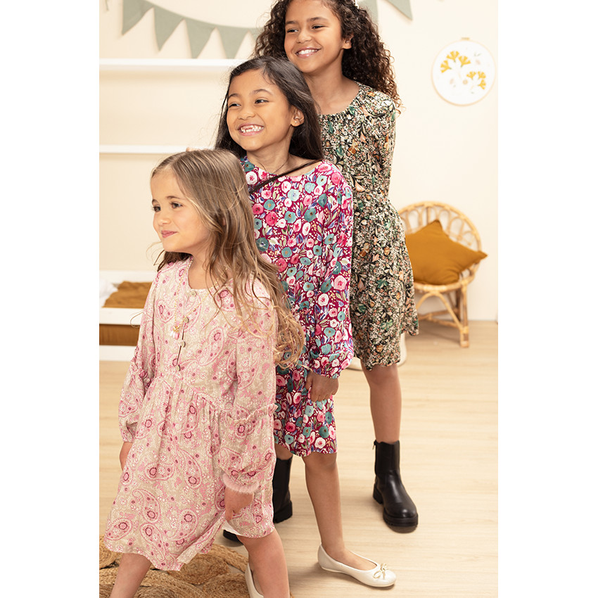 Manches Longues Robe Fleuri Fille Robe Manches Longues Bouffantes