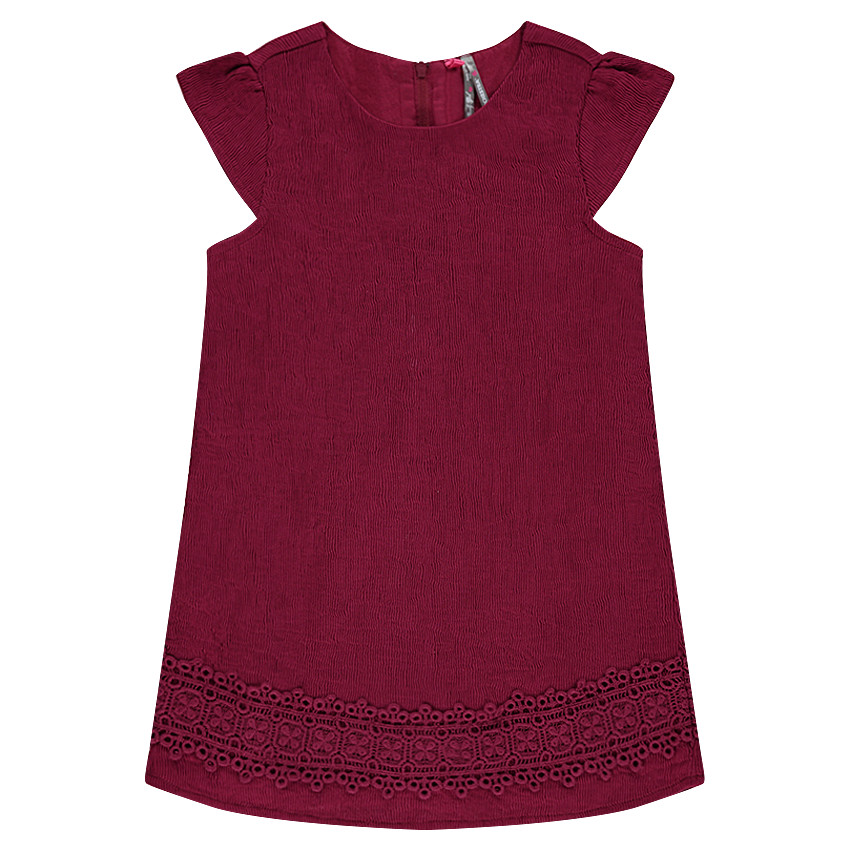 Robe bordeaux avec empiècement dentelle 