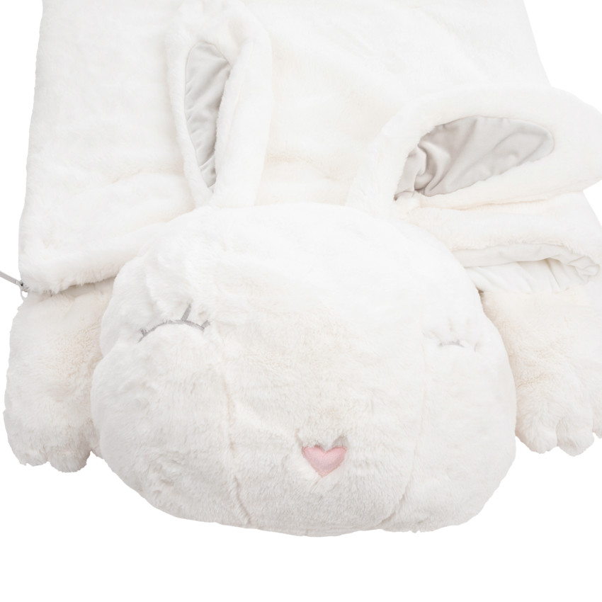 Couverture fantaisie avec tête de lapin en sherpa 