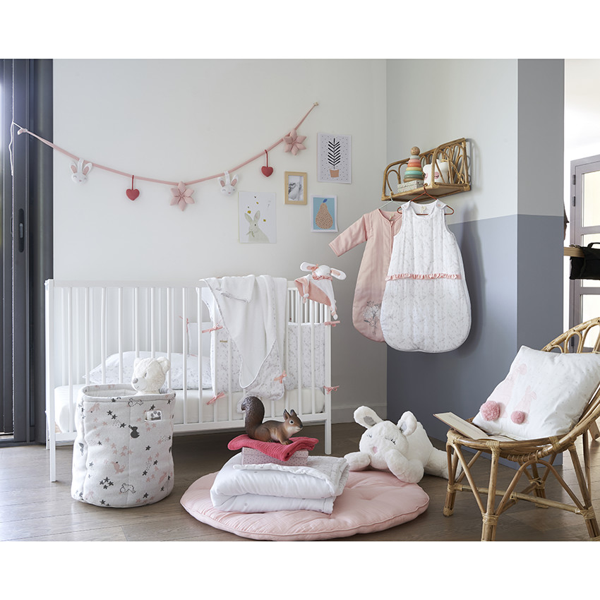 Panier de rangement en tricot imprimé lapins 