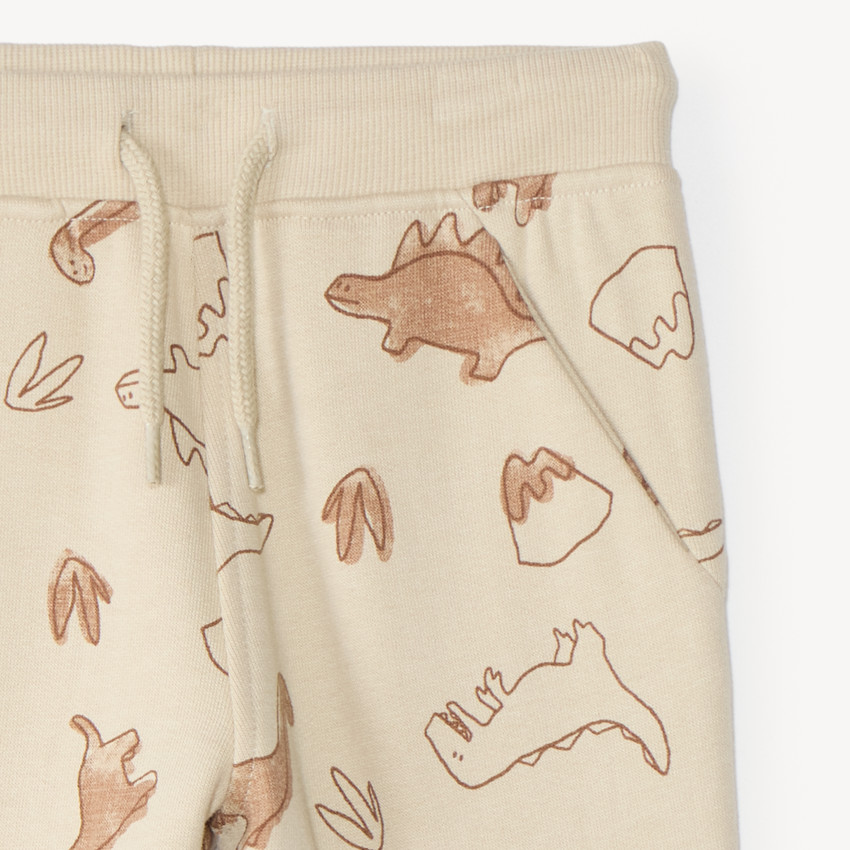 Pantalon jogging bébé en molleton motif dinosaure 