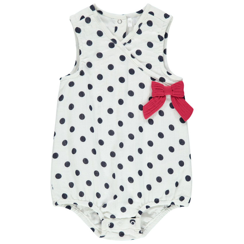Body à pois et col croisé à noeud  
