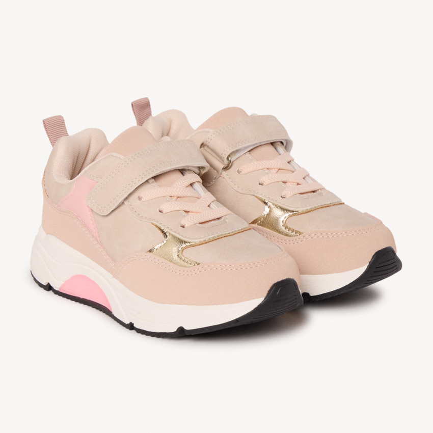 Basket de sport avec lacets élastiqués et velcro pour fille