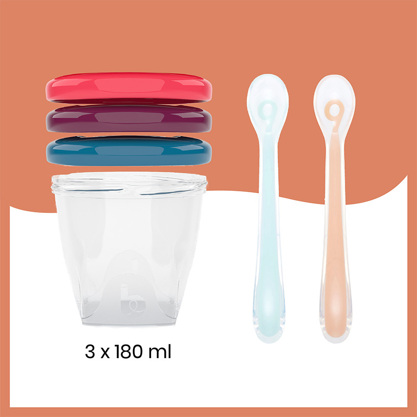Pack robot Nutribaby One + 3 babybols 180ml + 2 cuillères en silicone 