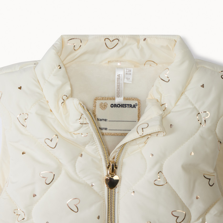 Doudoune sans manches imprimés cœurs pour bébé fille 