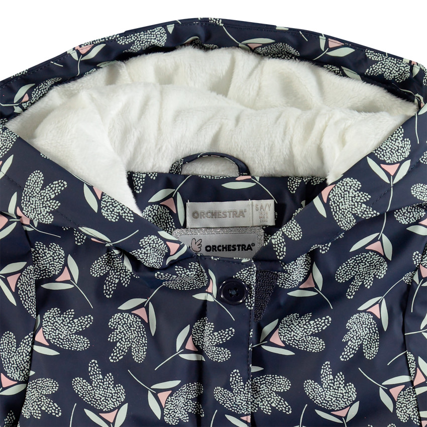 Parka en gomme à capuche doublure en sherpa pour enfant fille 