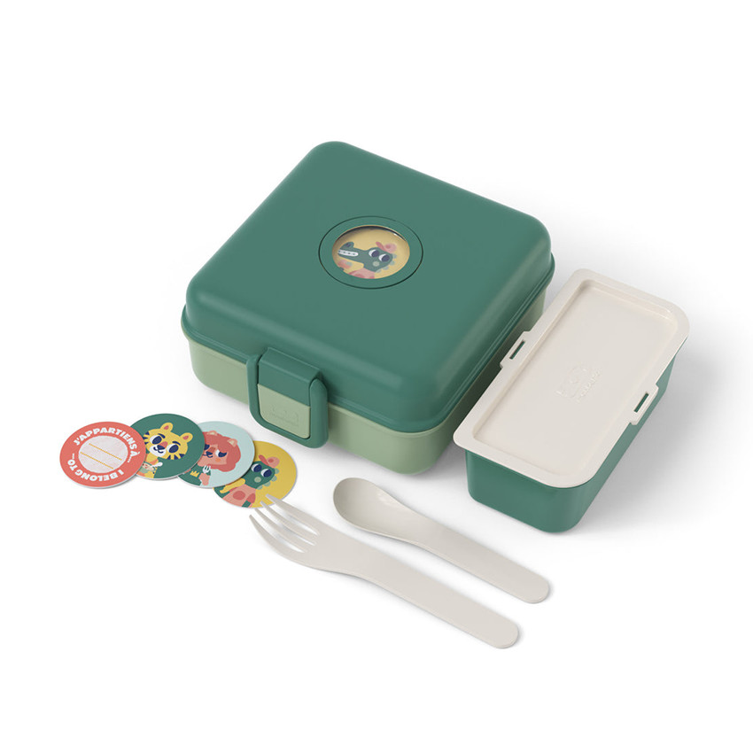Lunchbox personnalisable 850ml Snacky avec couverts Forest Vert 