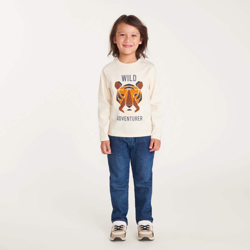 T-shirt manches longues garçon print bouclette fantaisie 