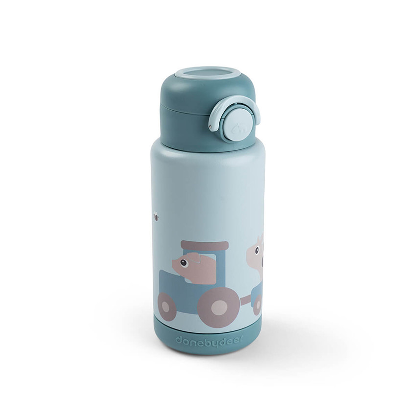 Gourde isotherme 340ml Tiny Farm bleu