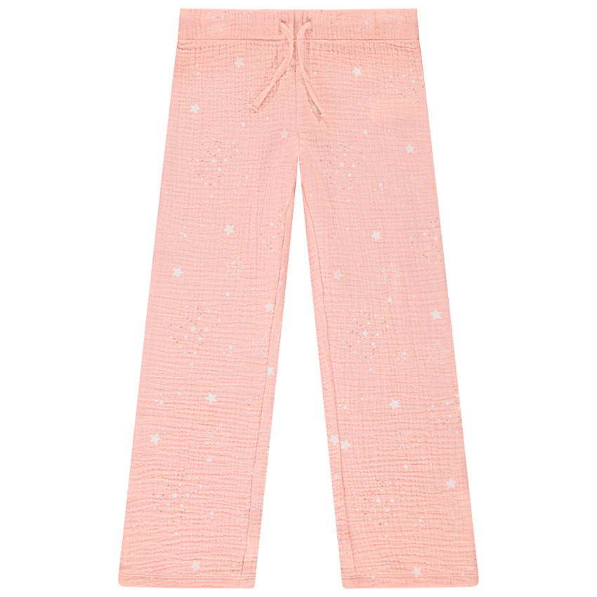 Set pyjama long bi-matière à étoiles pailletées pour fille 