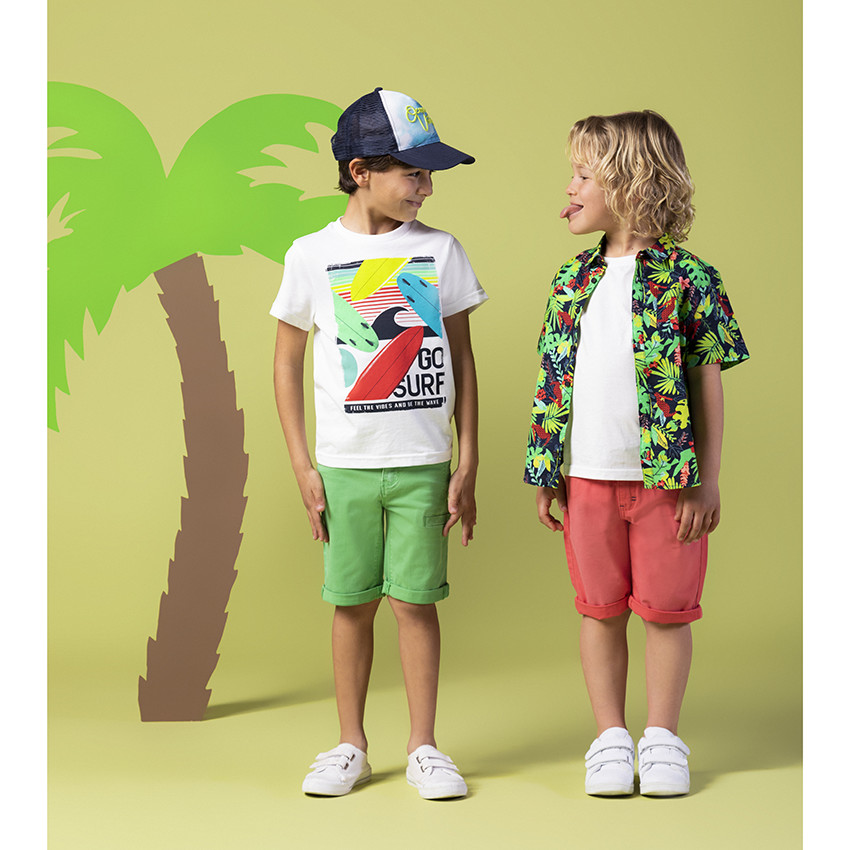 Chemise manches courtes à imprimé tropical all-over 