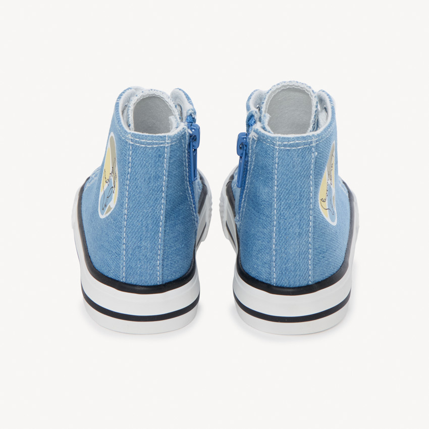 Baskets montantes en toile effet jean avec zip pour bébé garçon 