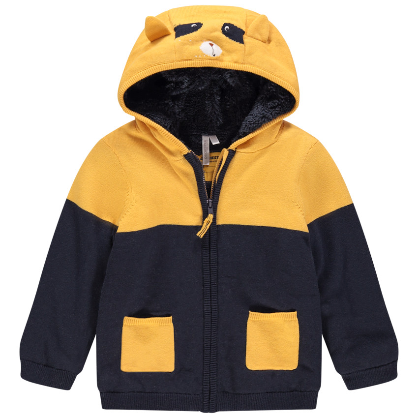 Veste à capuche en tricot doublée sherpa pour bébé garçon 