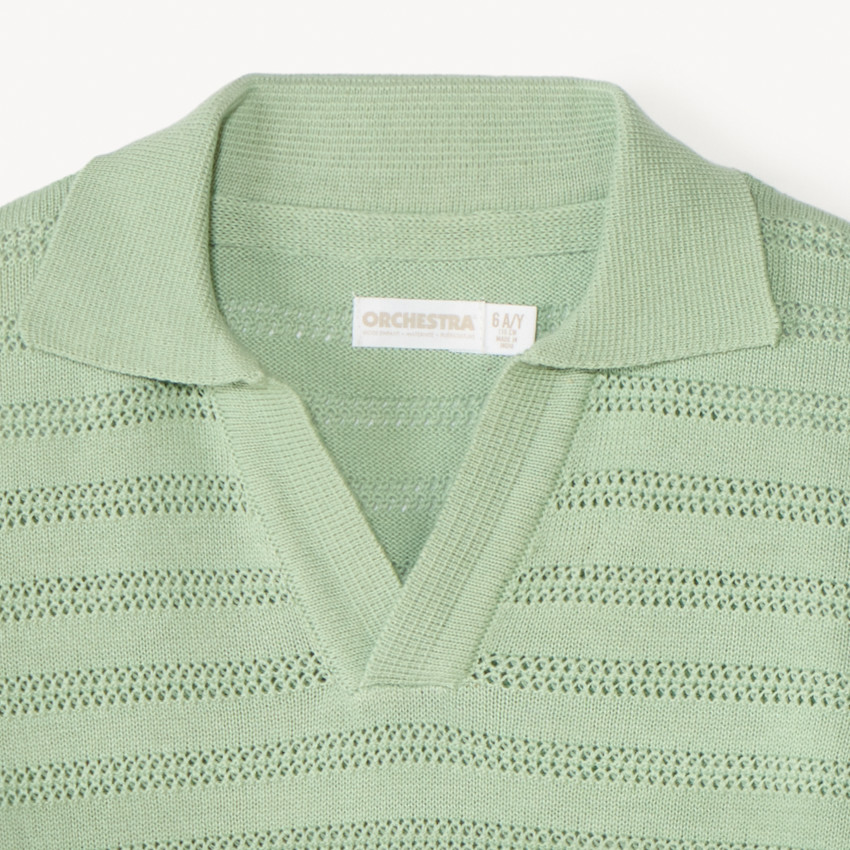 Polo manches courtes tricot fantaisie ajouré pour garçon 