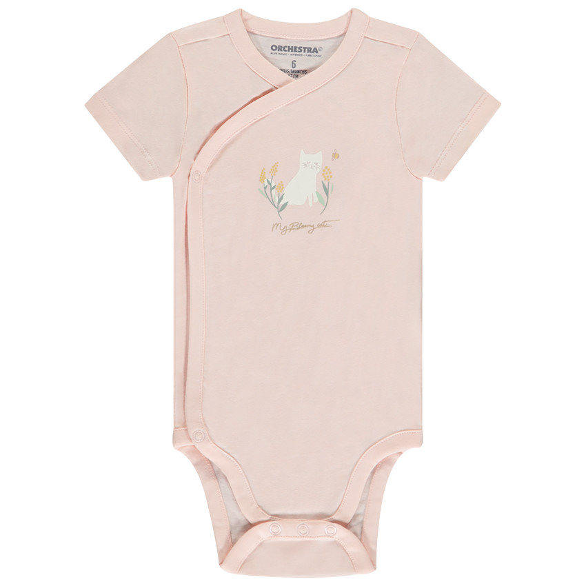 Lot de 5 bodies manches courtes fantaisie pour bébé fille avec ouvertures différentes selon l'âge 