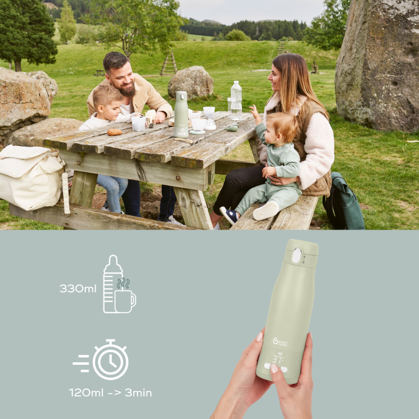 Chauffe-biberon nomade Moov and Feed vert sauge  