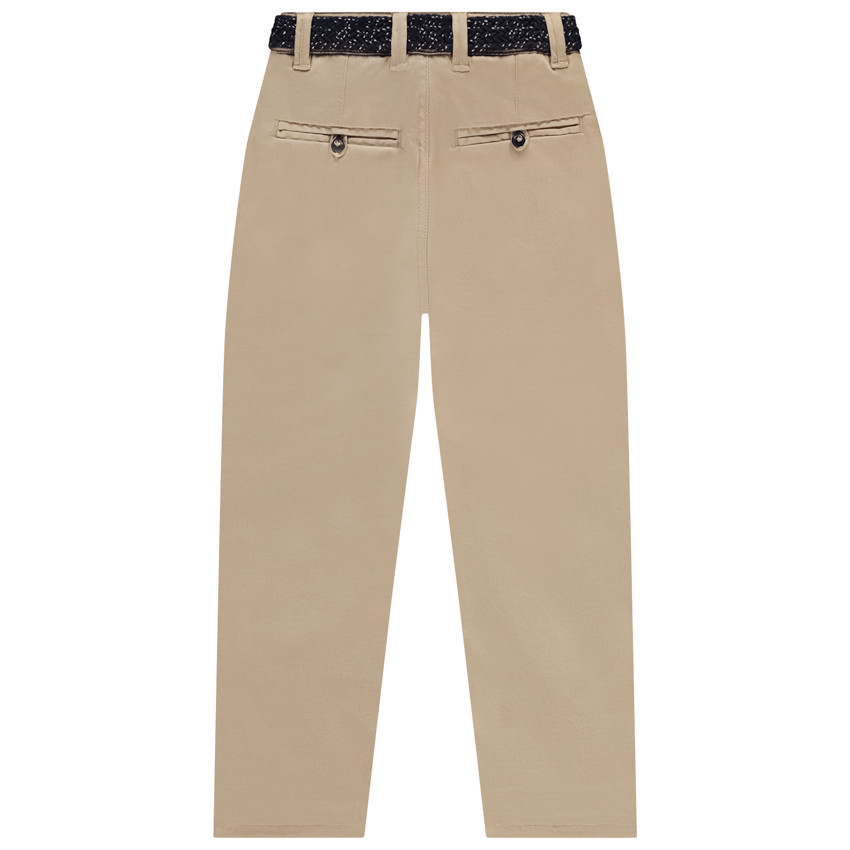 Pantalon chino uni avec ceinture tressée pour garçon 
