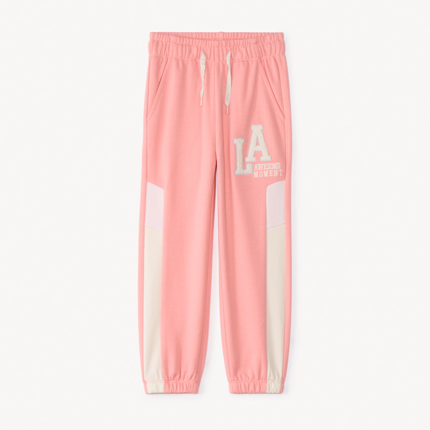 Jogging molleton ample effet color block pour fille