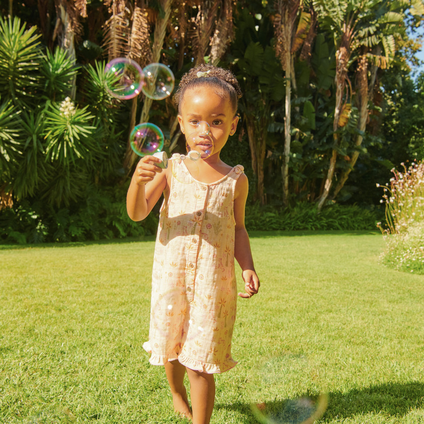 Combinaison courte imprimé fantaisie pour bébé fille