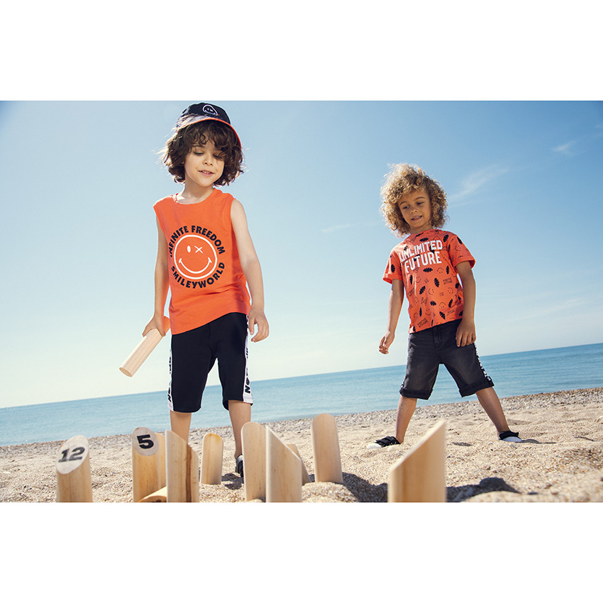 T-shirt manches courtes à capuche imprimé SmileyWorld pour enfant garçon 
