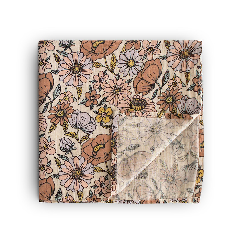 Lange d'emmaillotage en coton Biologique retro flowers
