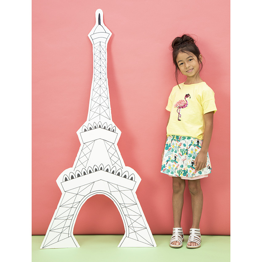 T-shirt manches courtes motif flamant rose en sequins magiques 