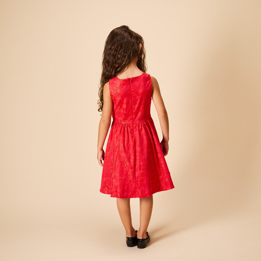 Robe de fête sans manches motifs jacquard irisés pour fille 