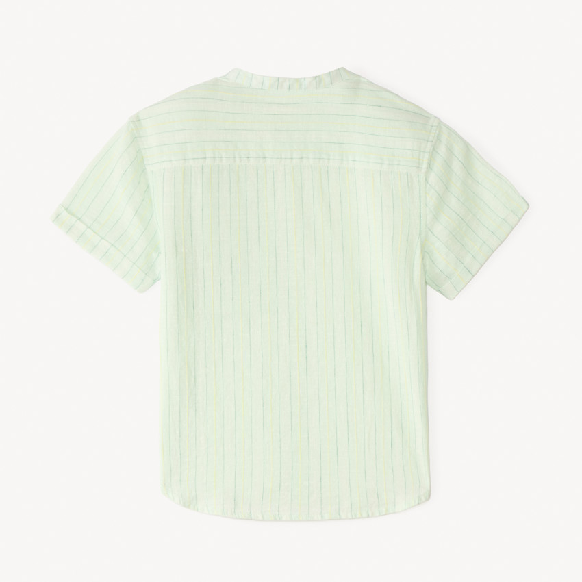 Chemise manches courte à rayures col mao pour garçon 