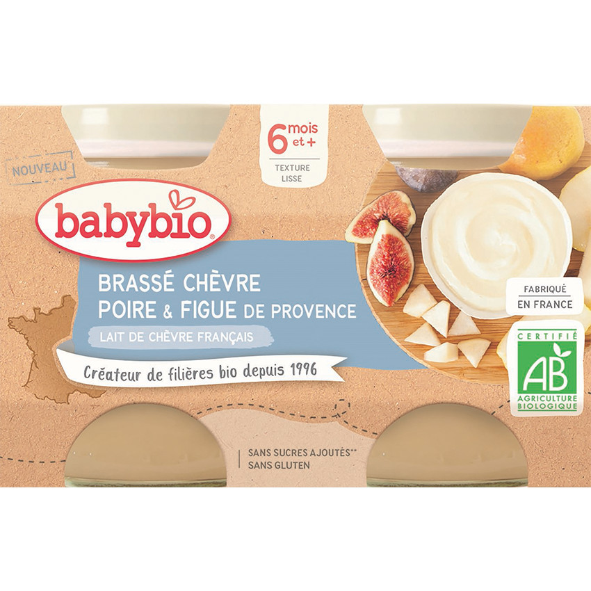 Brassé au lait de chèvre, poire et figue 2x130g 